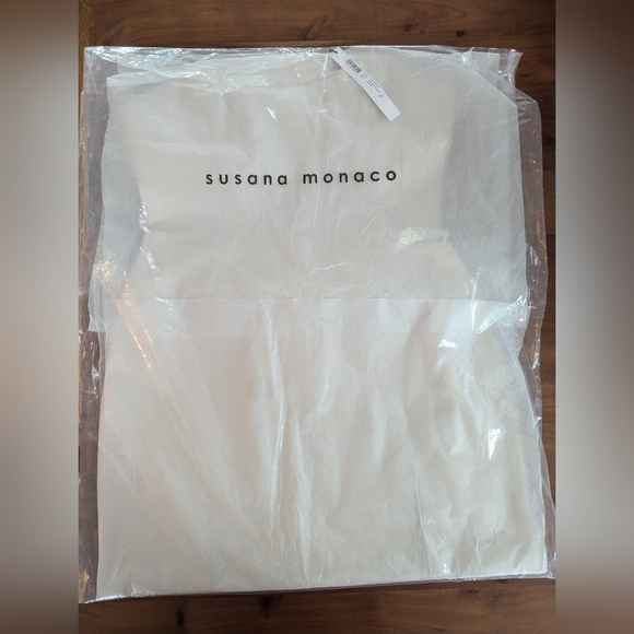 Susana Monaco Faux Leather Mini Slit Dress Size XL NWT Blanched Almond - Picture 4 of 12